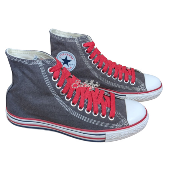 Converse 2009 Double Details Hi Top Extra Eyelet Sneaker Grey Red Womens 9 RARE - Picture 5 of 11